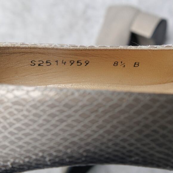 Stuart Weitzman Beige Snakeskin Embossed Leather Block Heel Pumps Womens 8.5 - Picture 7 of 15